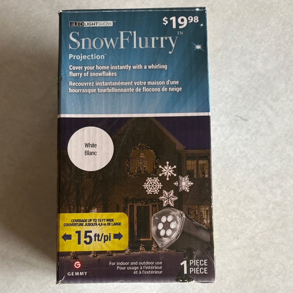 Gemmy SnowFlurry LED Projection Light - White new open box